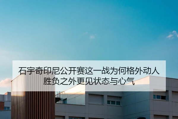 石宇奇印尼公开赛这一战为何格外动人 胜负之外更见状态与心气
